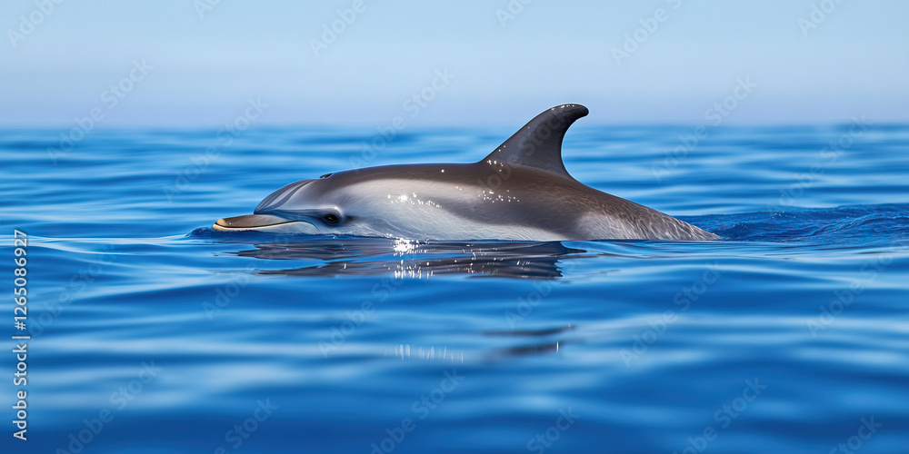 Naklejka premium Striped Dolphin in Ocean Water