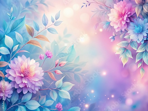 Pastel Floral Background: Elegant Leaf Pattern, Tranquil Design, Soft Colors, Abstract Art, Nature Wallpaper