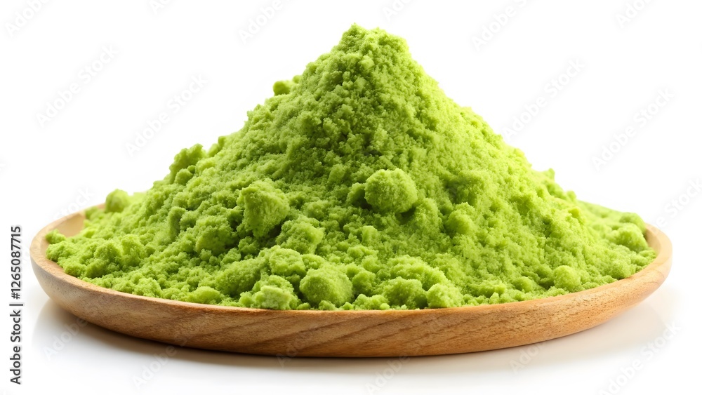 Heap of Ground Wasabi on Wooden Plate Heap of Ground Wasabi on Wooden Plate