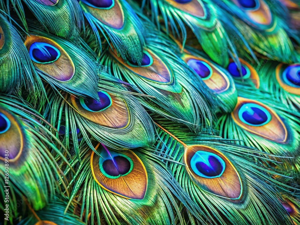Obraz premium Peacock Feather Paint Splatter, Artistic Bird Plume Closeup, Colorful Avian Tail