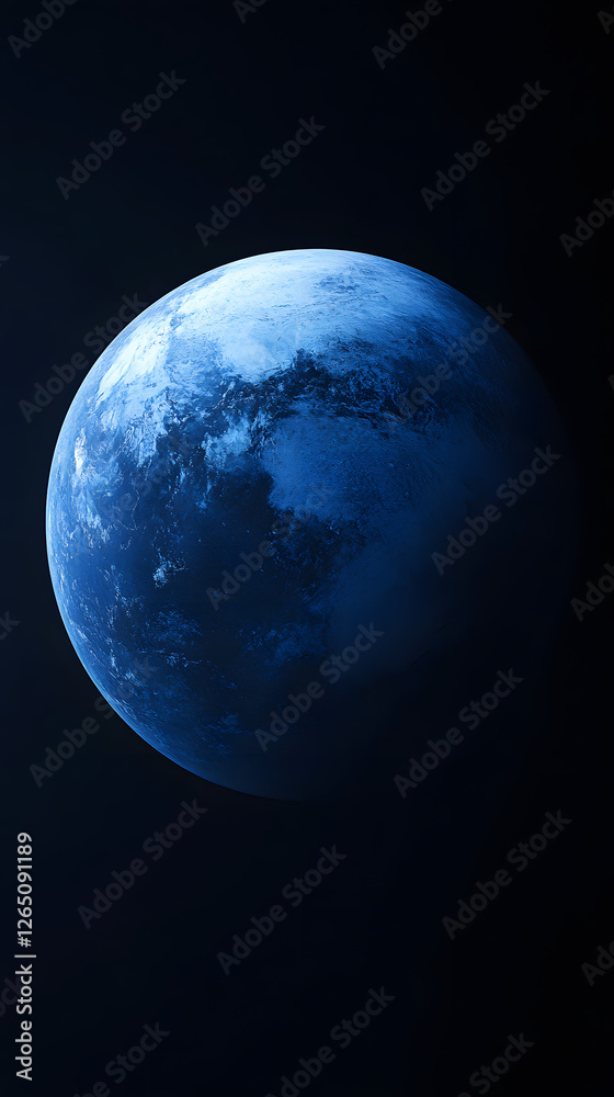 Obraz premium View of the Earth from space, a blue planet against a black background 