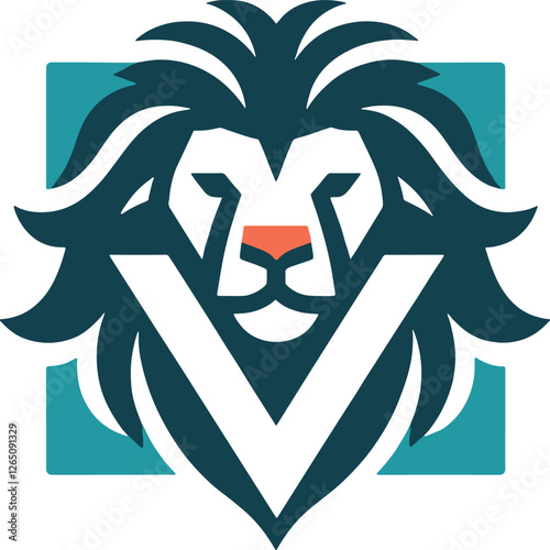 Minimalist logo inspired by a lion's head and the letter v
