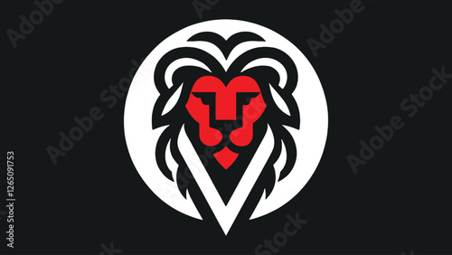 Minimalist logo inspired by a lion's head and the letter v