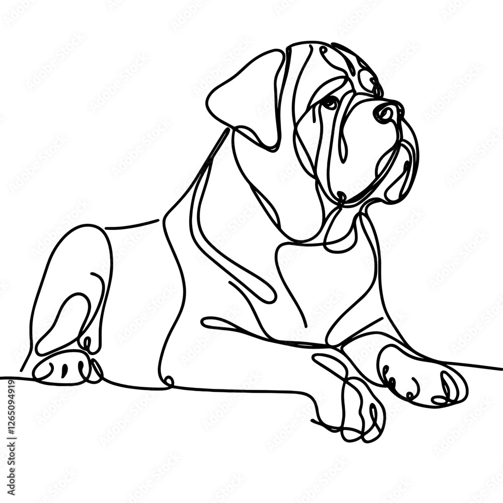 Obraz premium Bullmastiff breed Dog Minimalist Line Art 