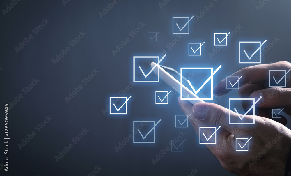 Checkbox. Business choice concept. Correct. Approved Checkbox. Business choice concept. Correct. Approved