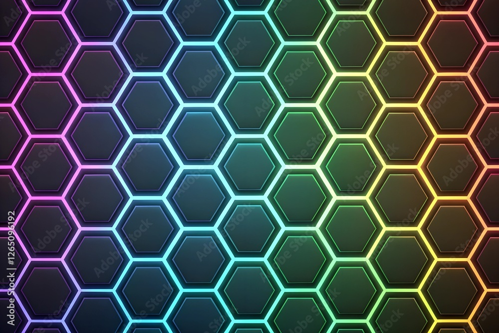 Explore the Vibrant Aura of a Futuristic Hexagonal Grid with Neon Glow and Depth Effects Explore the Vibrant Aura of a Futuristic Hexagonal Grid with Neon Glow and Depth Effects