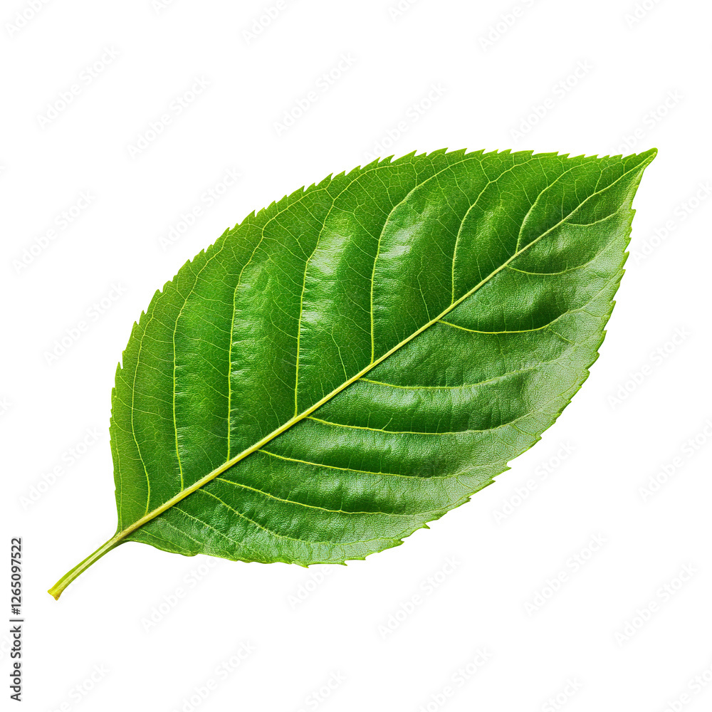 Obraz premium Cherry leaf isolated on clean and clear white background