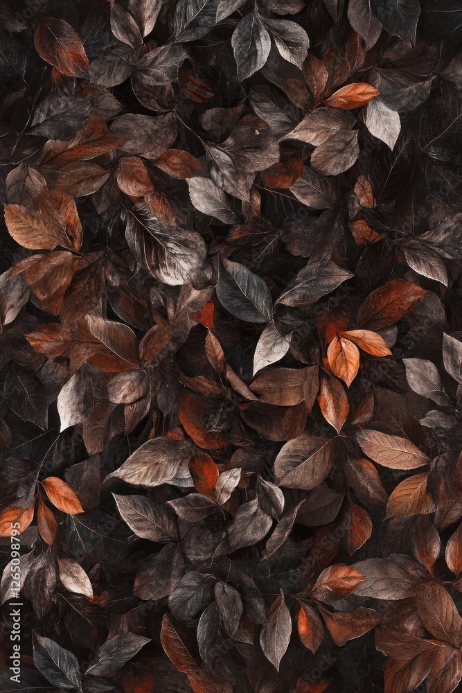 Close-up of autumn leaves in various shades of brown, red, and gray, creating a textured natural background. Close-up of autumn leaves in various shades of brown, red, and gray, creating a textured natural background.