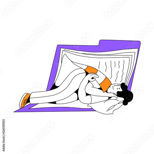 woman takes refuge in a large file