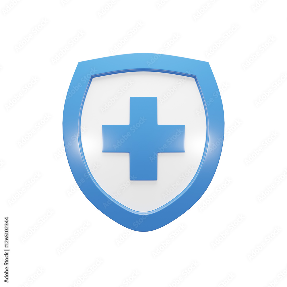 3D Render Blue and White Health Shield Protection 3D Render Blue and White Health Shield Protection