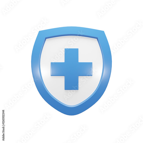 3D Render Blue and White Health Shield Protection