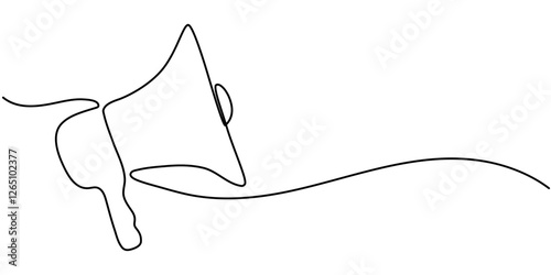 Continuous line drawing Holding by hand  megaphone Speaker Single Line Icon vector illustrations, One line hand with megaphone. Person hold loudspeaker in continuous lines style. Symbol of sale. 