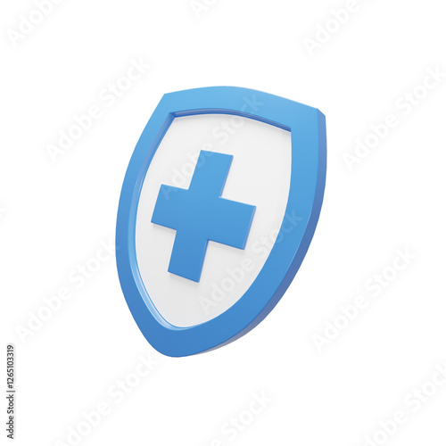 Perspective 3D Render of Shield with First Aid Sign
