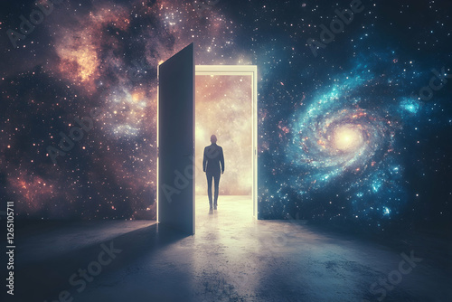 Exploring the doorway to infinite possibilities and cosmic wonder in a surreal universe
