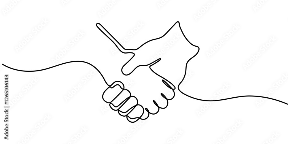 Obraz premium Continuous Line Drawing of Deal Icon. Hand Drawn Symbol Vector Illustration, One Continuous Line Drawing of Agreement Icon. Single Line Vector Illustration, Continuous Line Drawing of Deal Icon. 