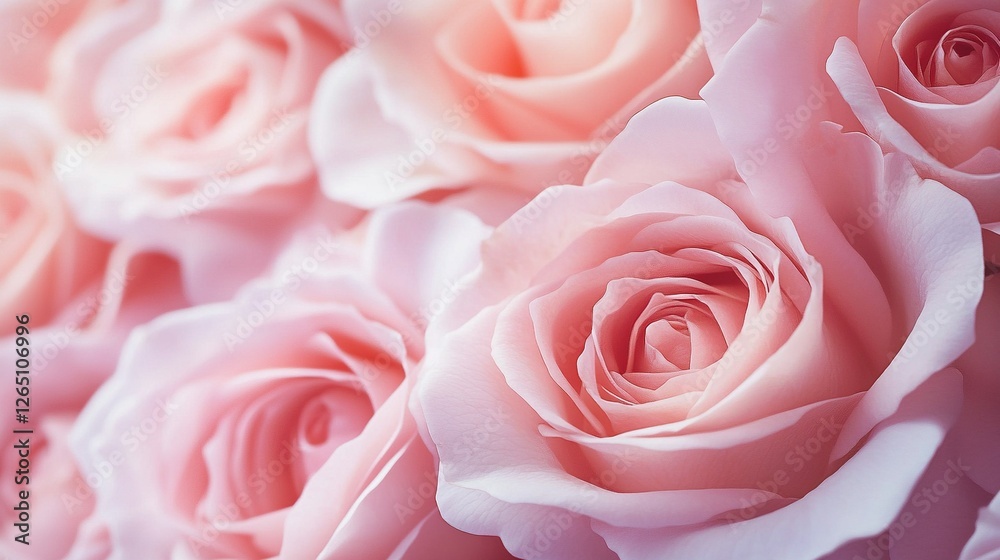 Soft pink roses in full bloom create a lovely and romantic background for Mother's Day, Valentine's Day, birthdays or special events. The delicate petals create a dreamy atmosphere with space for text Soft pink roses in full bloom create a lovely and romantic background for Mother's Day, Valentine's Day, birthdays or special events. The delicate petals create a dreamy atmosphere with space for text