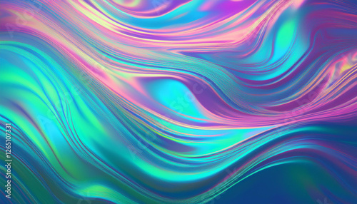 Wallpaper Mural Holograph Trendy Banner. Gradient Foil Holo Teal. Neon Graphic Overlay Background. Torontodigital.ca