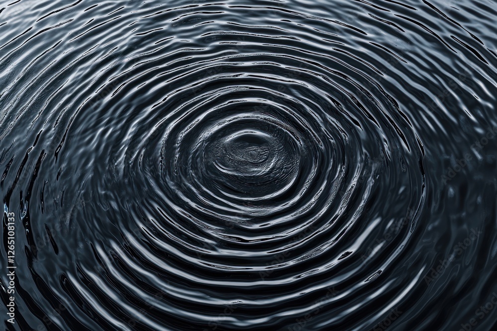 Concentric ripples spreading on dark water surface. Concentric ripples spreading on dark water surface.