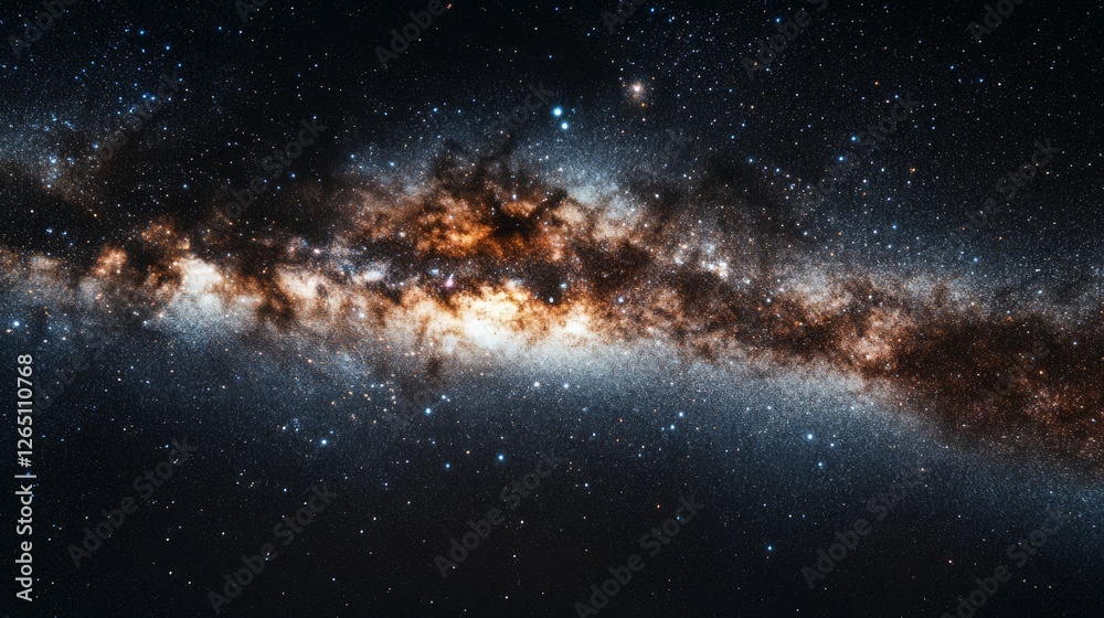 Fototapeta premium The Milky Way stretches across a starry sky, showcasing the galaxy's expansive beauty and cosmic elegance.