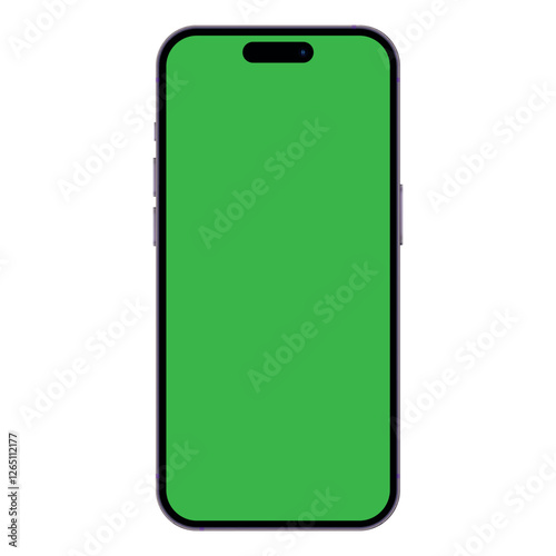 Realistic mobile phone mockup with green screen chromakey. Empty Screen. Mock up. Template. Chromakey blank display