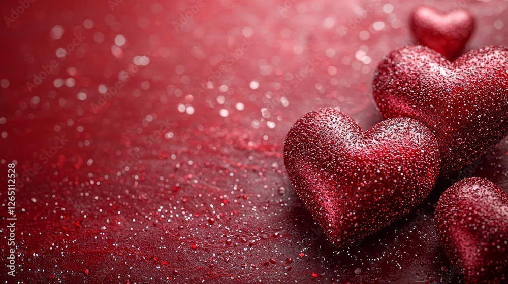 Obraz premium Red hearts on textured background, festive, Valentine's Day, elegant
