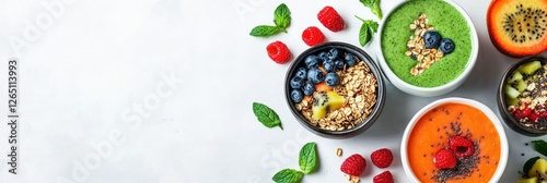 Wallpaper Mural Colorful smoothie bowls with granola, berries, and fruits. Torontodigital.ca