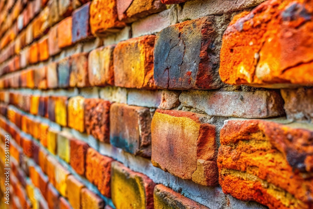 Rustic Brickwork Background Texture: Close-up Detail of Aged Brick Wall for Food Photography