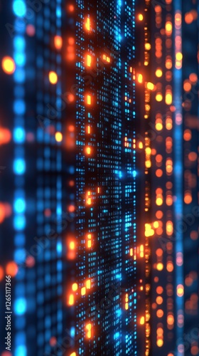 Wallpaper Mural Vibrant digital landscape with glowing blue and orange patterns energizing the virtual world Torontodigital.ca