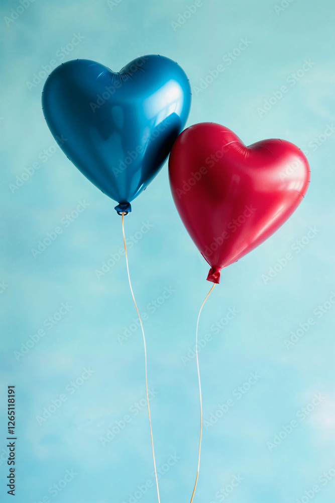 Red Heart on a Blue Background – Minimalist Love Concept Red Heart on a Blue Background – Minimalist Love Concept