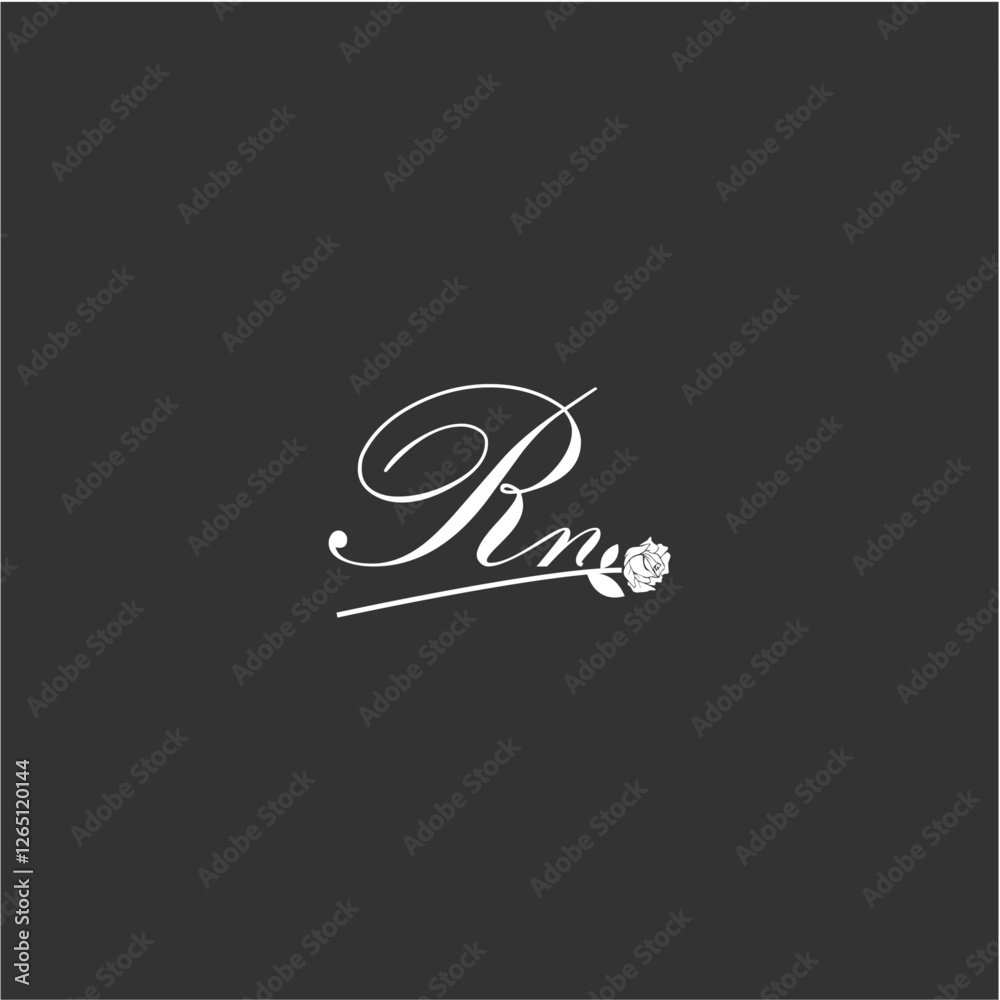 Fototapeta premium Initial RN art illustration flower design creative