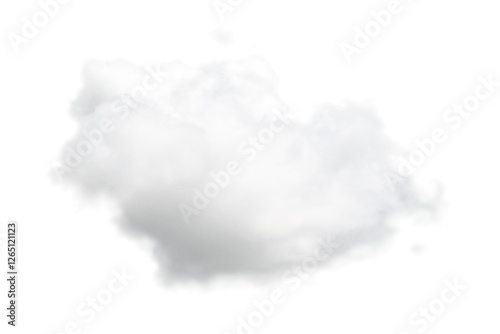 White cloud on transparent sky, one white cloud and sky in PNG isolated on transparent background