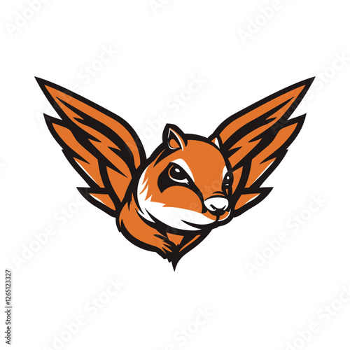Flying squirrel head mascot logo vector illustration