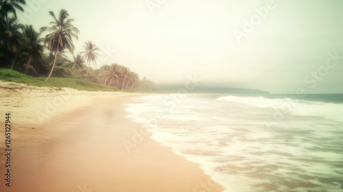 Tropical beach. Blurred travel background. Vintage filter