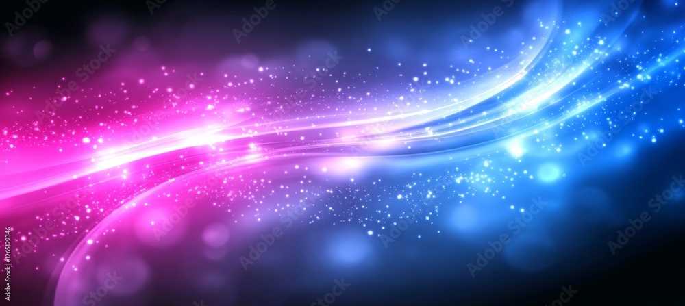 Fototapeta premium Abstract Light Trails, Blurry Bokeh Lights, Pink And Blue Color Scheme On Black Background