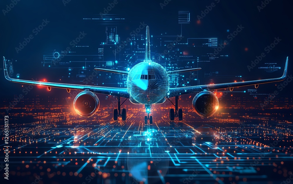 Fototapeta premium Digital twins concept in aviation