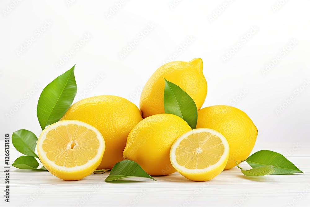 Still life with lemons on white backdrop Still life with lemons on white backdrop