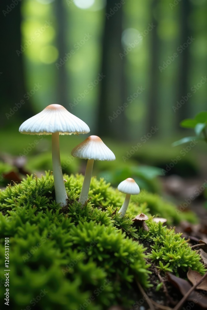 forest floor with a carpet of moss and white mushrooms, forest, forest, fungi forest floor with a carpet of moss and white mushrooms, forest, forest, fungi
