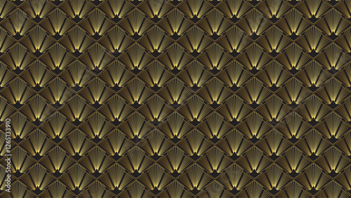 Art Deco fan pattern  Gold and black ornamental background