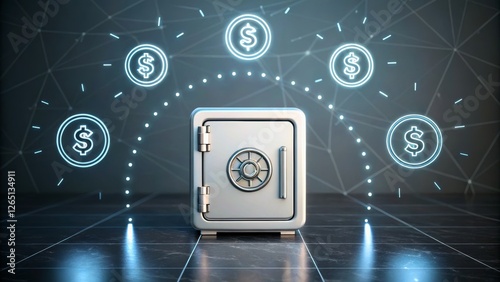 Wallpaper Mural Secure Safe Surrounded by Digital Currency Symbols and Money Exchange Concept Torontodigital.ca