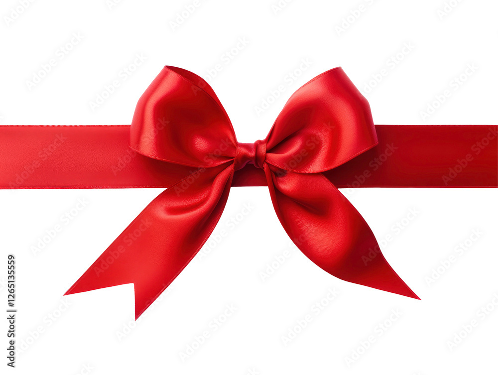 Elegant Red Satin Bow and Ribbon on transparent background Elegant Red Satin Bow and Ribbon on transparent background