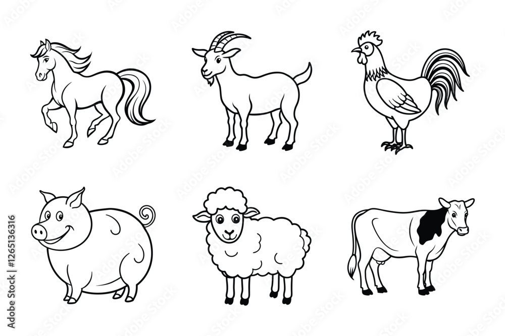 Farm Animals Bundle (Horse, Goat, Rooster, Pig, Sheep, and Cow) Farm Animals Bundle (Horse, Goat, Rooster, Pig, Sheep, and Cow)