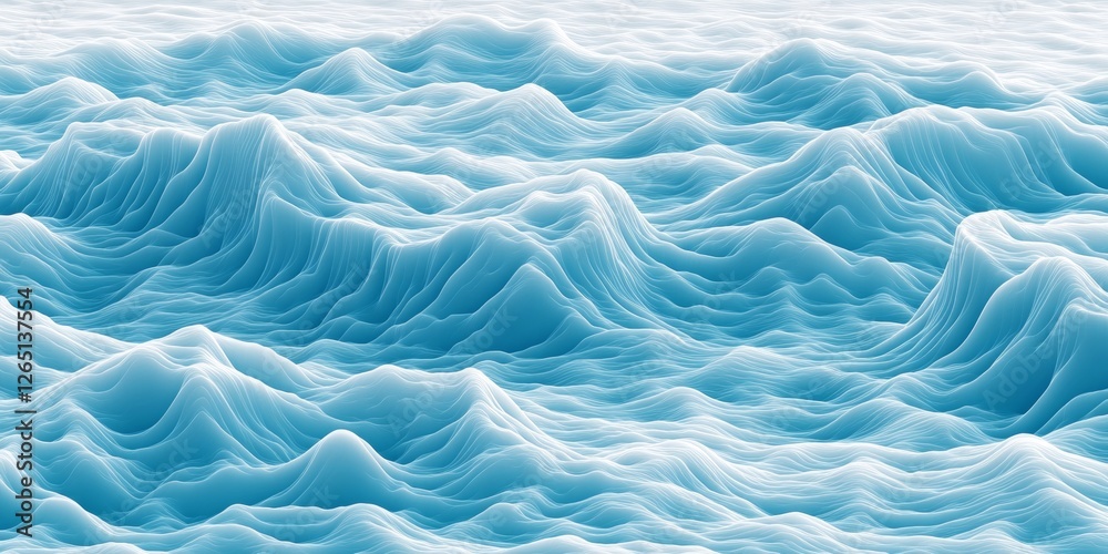 Fototapeta premium Abstract Digital Landscape A Network of Smooth, Flowing, Electric Blue Waves in a Seamless Pattern