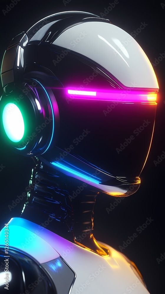 Fototapeta premium Digital technology laser eye female robot poster background
