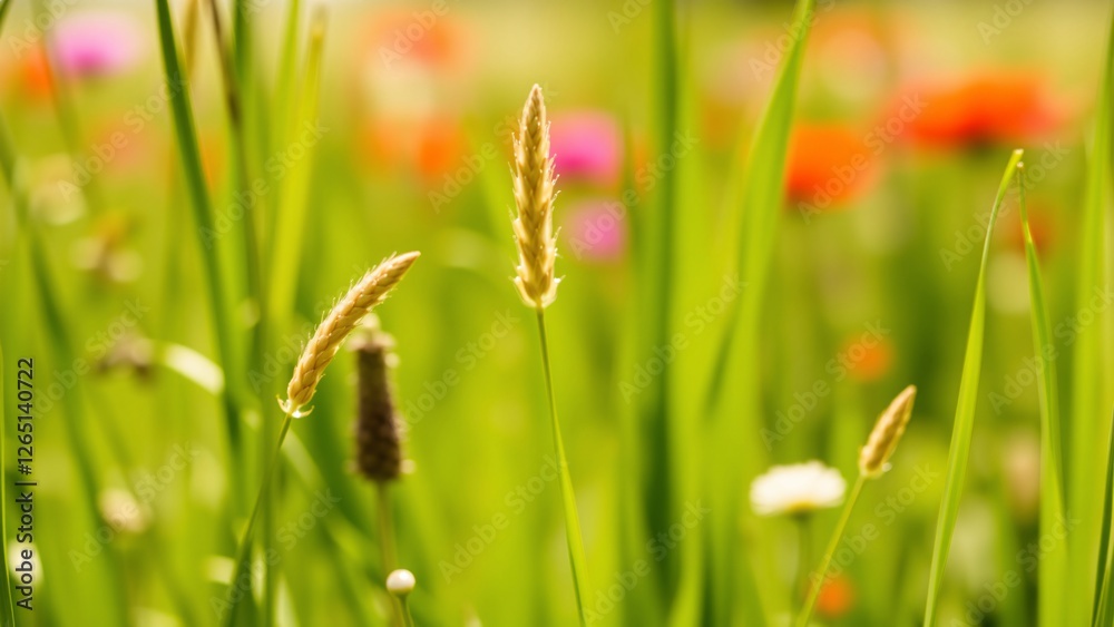 Summer Meadow Golden Grass and Blooming Wildflowers Summer Meadow Golden Grass and Blooming Wildflowers