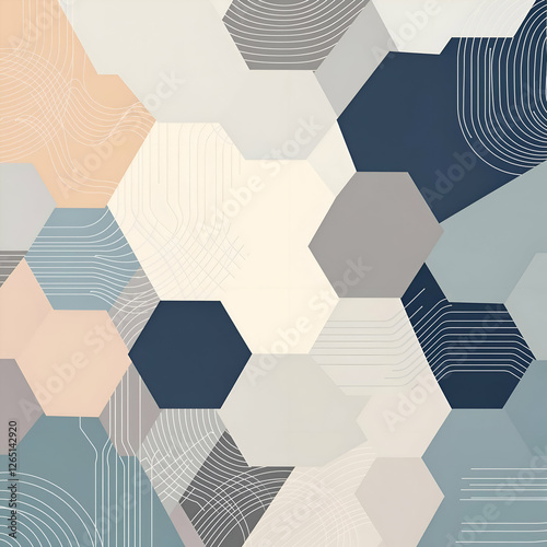 Abstract offset hexagon tiles vector background