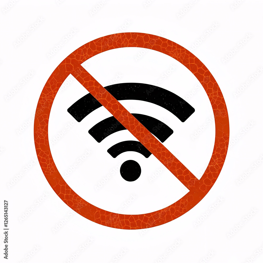 No Wi-Fi or internet connection signal symbol on white background. No Wi-Fi or internet connection signal symbol on white background.