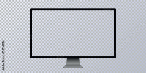 Black Modern Computer Monitor Vector Illustration with White Screen