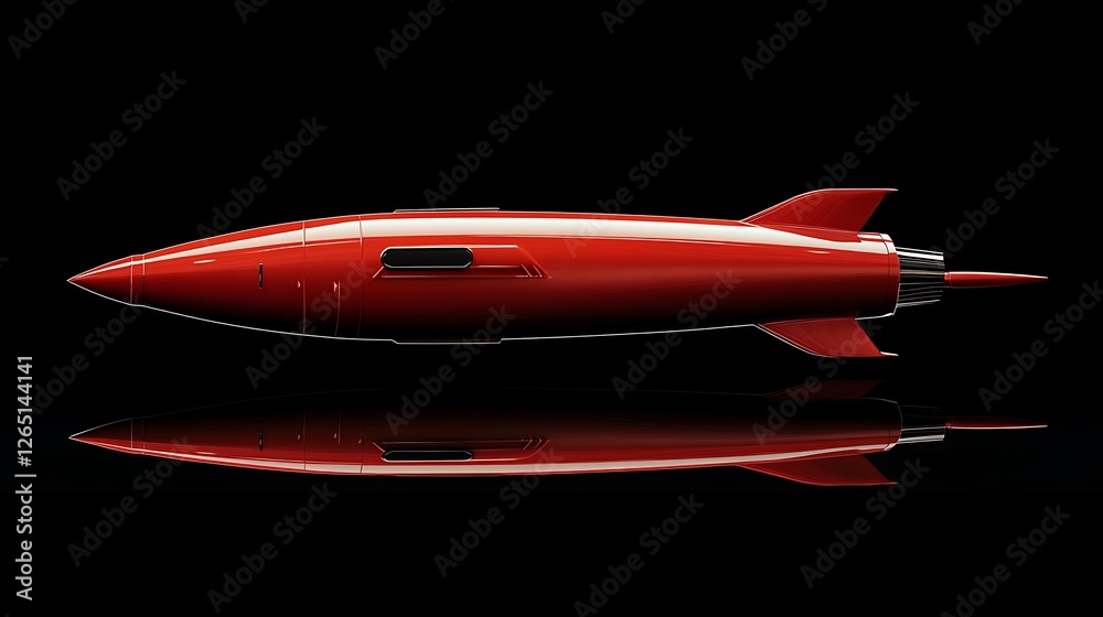 Red Rocket with Fiery Exhaust in Motion, A red rocket with a fiery exhaust trail flying through a black background Red Rocket with Fiery Exhaust in Motion, A red rocket with a fiery exhaust trail flying through a black background