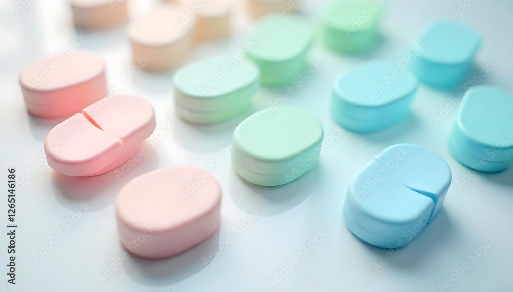 Pastel Colored Pill Cases Close-up on White Background 3D Rendered Pastel Colored Pill Cases Close-up on White Background 3D Rendered