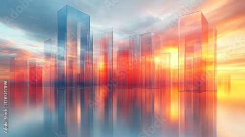 Abstract 3D glass graph symbolizing financial growth in a modern minimalistic design.